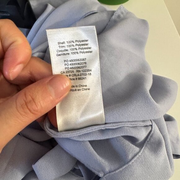 🦋 ARITZIA WILFRED Lilac Periwinkle Purple Crop Top Wrap Tie Back XS Blouse - Picture 5 of 5